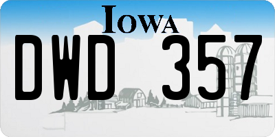 IA license plate DWD357