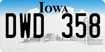 IA license plate DWD358