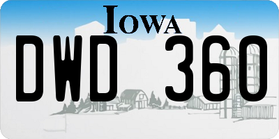 IA license plate DWD360
