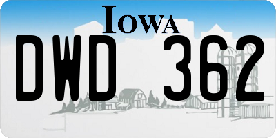 IA license plate DWD362