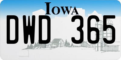IA license plate DWD365