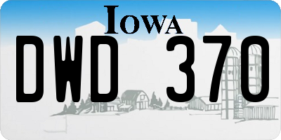 IA license plate DWD370