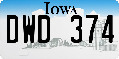 IA license plate DWD374
