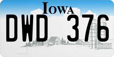 IA license plate DWD376