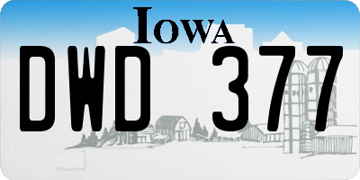 IA license plate DWD377