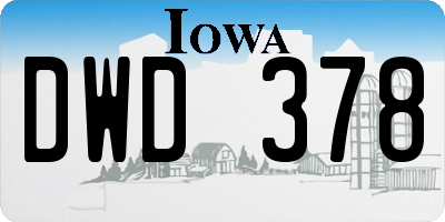 IA license plate DWD378