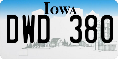 IA license plate DWD380