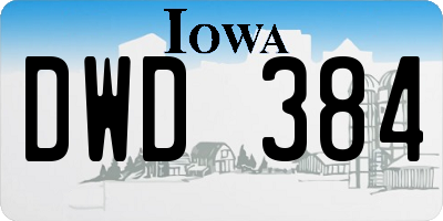 IA license plate DWD384