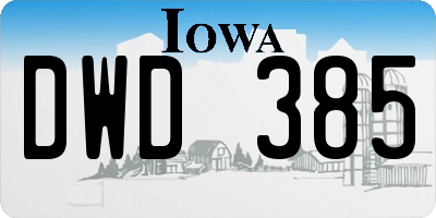 IA license plate DWD385