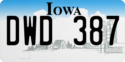 IA license plate DWD387