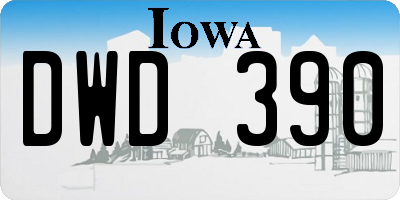 IA license plate DWD390