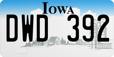 IA license plate DWD392