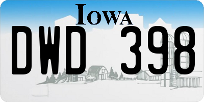IA license plate DWD398