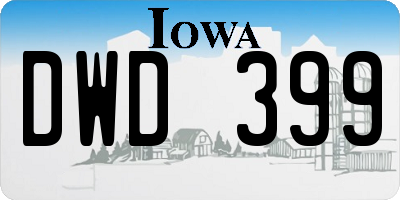 IA license plate DWD399