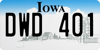 IA license plate DWD401