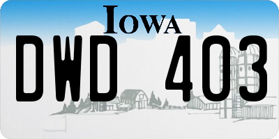IA license plate DWD403