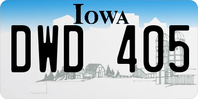 IA license plate DWD405