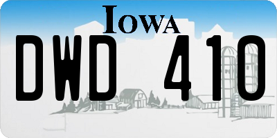 IA license plate DWD410