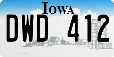 IA license plate DWD412