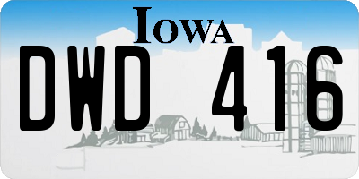 IA license plate DWD416