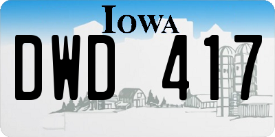 IA license plate DWD417