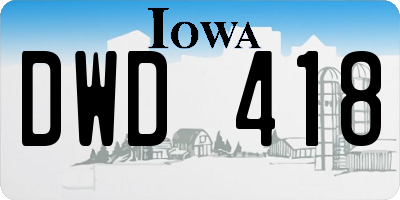 IA license plate DWD418