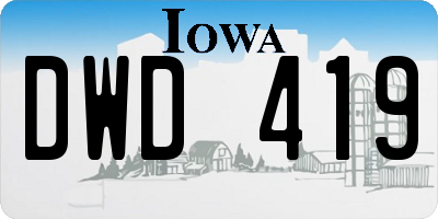 IA license plate DWD419