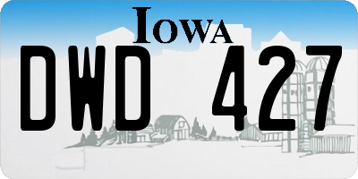 IA license plate DWD427