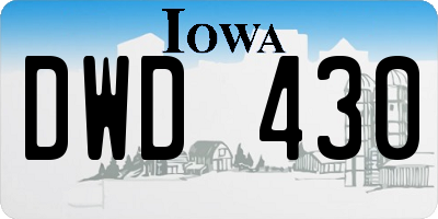 IA license plate DWD430