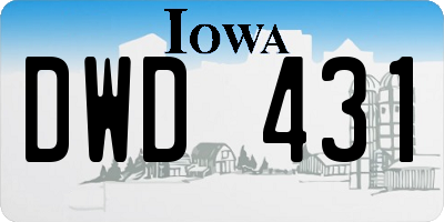 IA license plate DWD431