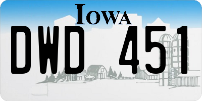 IA license plate DWD451