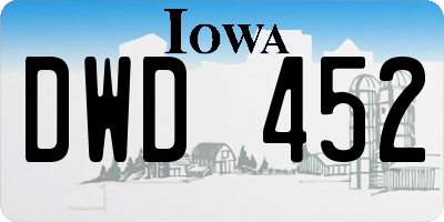 IA license plate DWD452