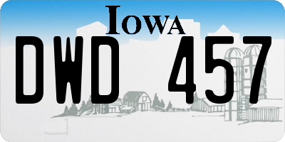IA license plate DWD457