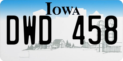 IA license plate DWD458