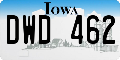 IA license plate DWD462