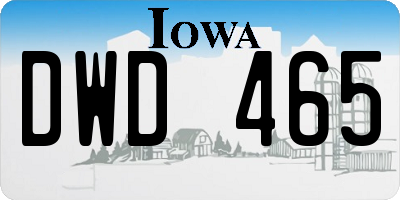 IA license plate DWD465