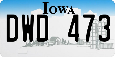 IA license plate DWD473