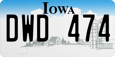 IA license plate DWD474