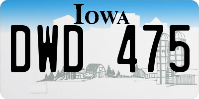 IA license plate DWD475