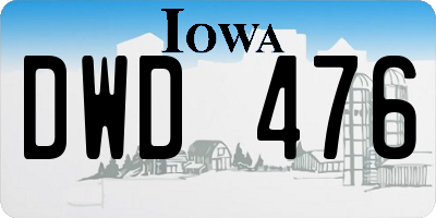IA license plate DWD476
