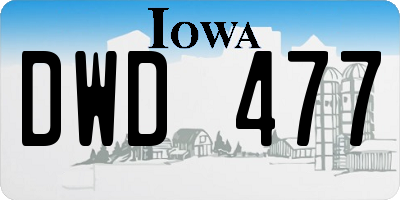 IA license plate DWD477