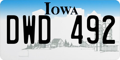 IA license plate DWD492