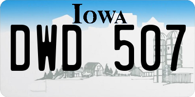 IA license plate DWD507
