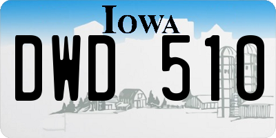 IA license plate DWD510