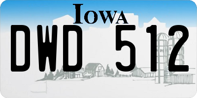 IA license plate DWD512
