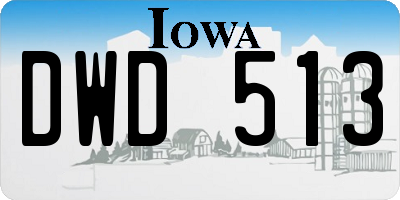 IA license plate DWD513