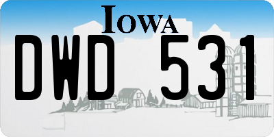 IA license plate DWD531