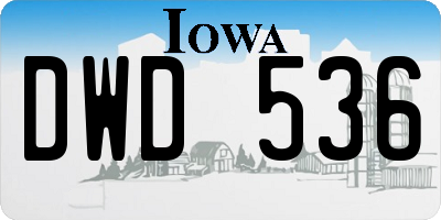 IA license plate DWD536