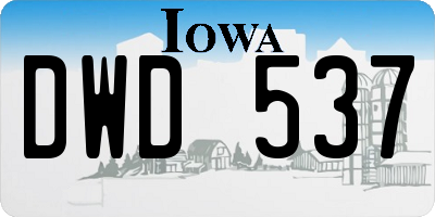 IA license plate DWD537