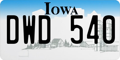 IA license plate DWD540